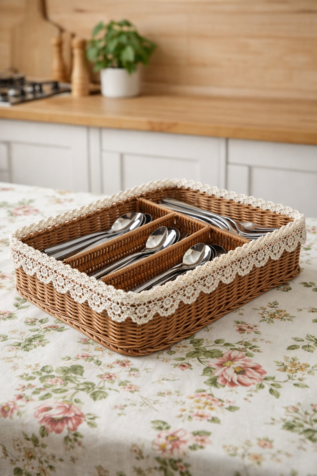Woven Cutlery Storage Basket